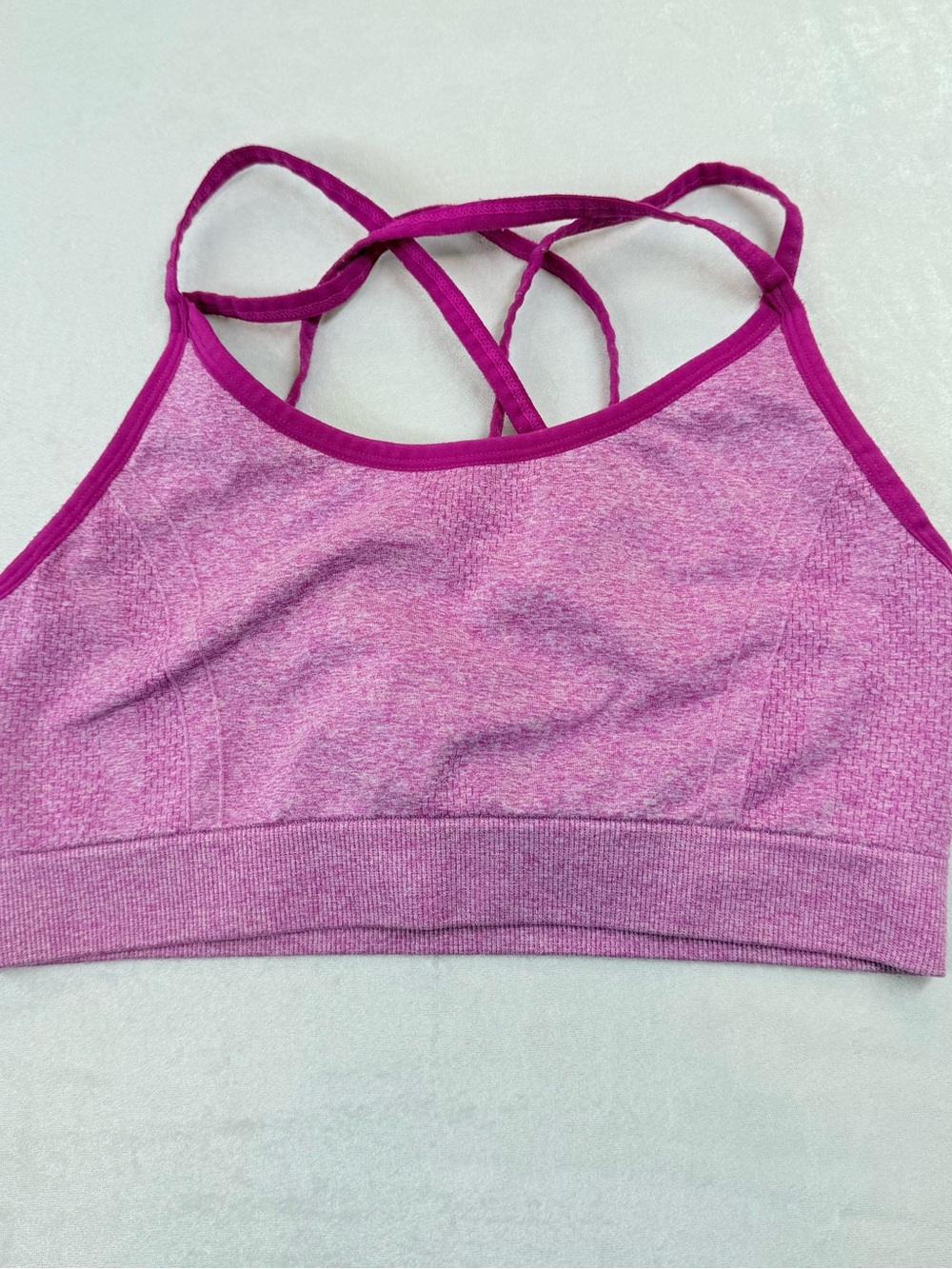 Seamless Pink Heather Strappy Sports Bralette